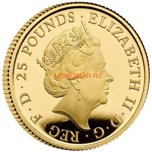  25  2021       (GB 25&#163; 2021 Queen's Beast White Greyhound of Richmond Quarter-Ounce Gold Proof Coin)..90 (,  1)
