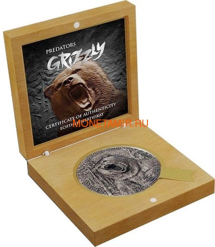    - 5000  2020    (Ivory Coast 5000FCFA 2020 Grizzly Predators 3oz Antique Finish Silver Coin)..92 (,  6)