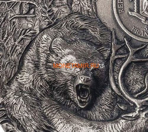    - 5000  2020    (Ivory Coast 5000FCFA 2020 Grizzly Predators 3oz Antique Finish Silver Coin)..92 (,  3)