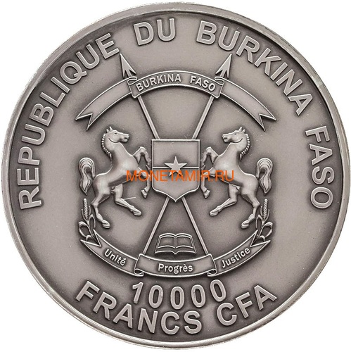   10000  2013       (Burkina Faso 10000 Francs CFA 2013 The Smilodon Family Real Eye Effect High Relief kilo Silver Coin)..011629649793/60 (,  2)