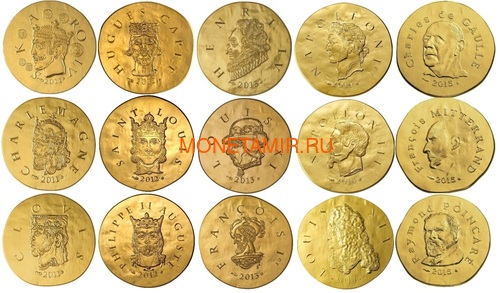  50  2011-2015     15   ( France 50 Euro 2011-2015 From Clovis to the Republic 15 Coins Set Gold )..92 (,  1)