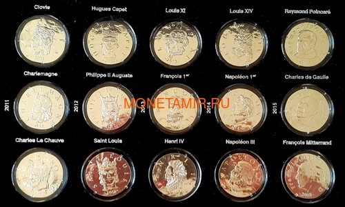  10  2011-2015     15   ( France 10 Euro 2011-2015 From Clovis to the Republic 15 Coins Set Silver )..92 (,  1)