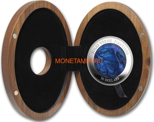   50  2014     (Cook Isl 50$ 2014 Nautilus Jules Verne Mother of Pearl 5oz Silver Coin Proof)..001345345772/60 (,  3)