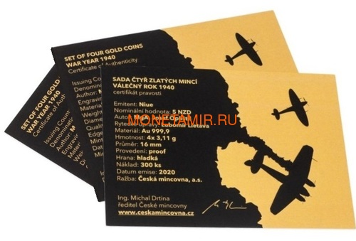  45  2020    1940             (Niue 45$ 2020 Set Gold Coins War 1940 Narvik France Operation Dynamo Britain)..K1,46G/92 (,  7)