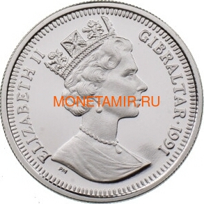  1/5  1991     (Gibraltar 1/5 Crown 1991 Marathon Runners Barcelona Olympics Platinum Coin)..30499K0,6Pt/E92 (,  1)