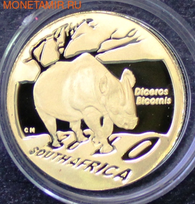   10+20  2010   (South Africa 10R+20R 2010 Natura Black Rhino Gold Proof 2 Coin Set)..K1,5/60 (,  4)