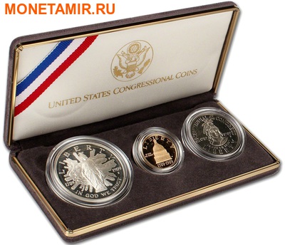    1  + 5  +   1989.200    (1989 US Congressional - Three (3) Coin Commemorative Proof Set)..60 (,  7)