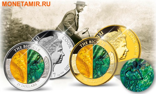   200  2017  200   (Cook Isl 2017 200$ The Bicycle Mother of Pearl 5Oz Gold Coin Proof)..65 (,  3)