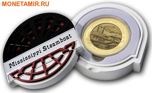   200  2015    (Cook Isl 200$ 2015 Mississippi Steamboat Mother of Pearl 5Oz Gold Coin Proof)..60 (,  2)