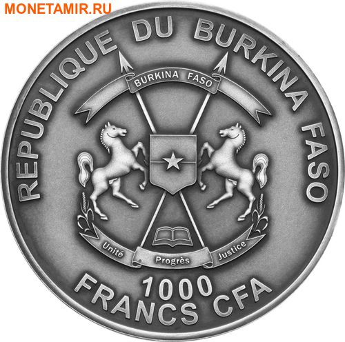   1000  2016      (Burkina Faso 1000 francs 2016 Ammonite black World of Evolution with real fossil)..60 (,  1)