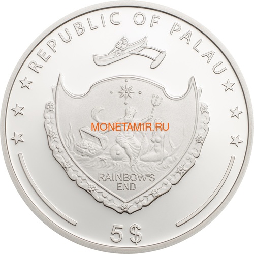  5  2018     (Palau 5$ 2018 Ounce of Luck 4-leaf clover)..60 (,  3)