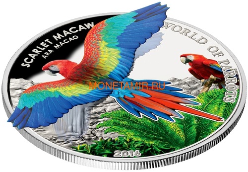   5  2016      3D (Cook Isl. 5$ 2016 Scarlet Macaw 3D The World of Parrots)..000442852870 /60 (,  1)