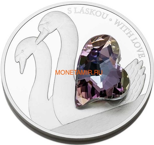  5  2016.       (Niue 5$ 2016 With Love Swan Czech Crystal Coins)..001257451816/60 (,  1)
