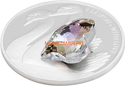  5  2016.       (Niue 5$ 2016 With Love Swan Czech Crystal Coins)..001257451816/60 (,  2)