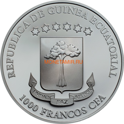   1000  2018    (Equatorial Guinea 1000 Francos CFA Crystal Skull Vanity Swarovski 1 oz Silver Coin)..60 (,  1)