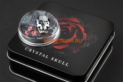   1000  2018    (Equatorial Guinea 1000 Francos CFA Crystal Skull Vanity Swarovski 1 oz Silver Coin)..60 (,  2)