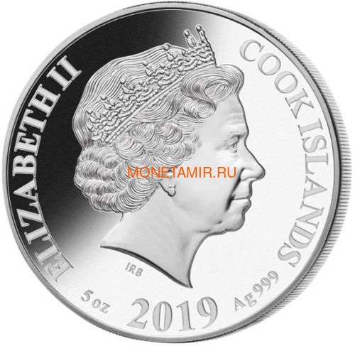   25  2019      (Cook Isl. 25$ 2019 Year of the Pig Mother of Pearl 5 Oz Silver Coin Proof)..60 (,  1)