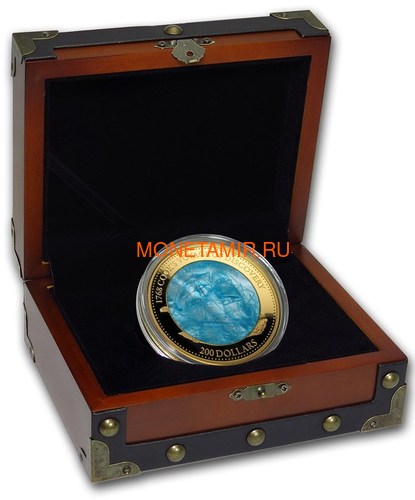  200  2018   250   (Solomon Isl. 200$ 2018 250Y James Cooks Ship Endeavour Commissioning Mother of Pearl Gold Coin Proof)..60 (,  2)