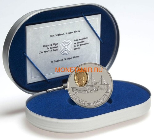  20  1993  14 e      (Canada 20$ 1993 Aviation Series Lockheed 14 Super Electra Zebulon Lewis Leigh 1oz Silver Coin)..68 (,  2)