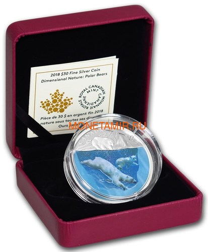  30  2018      (Canada 30$ 2018 Dimensional Nature Polar Bears Silver Coin 2oz)..69 (,  2)