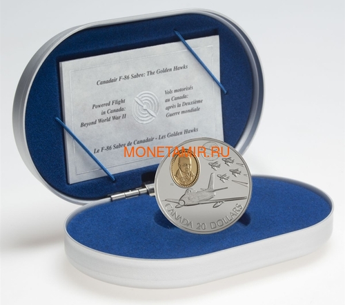  20  1997  F-86     (Canada 20$ 1997 Canadair F-86 Sabre Fernand Villeneuve Aviation Series 1oz Silver Coin)..68 (,  2)