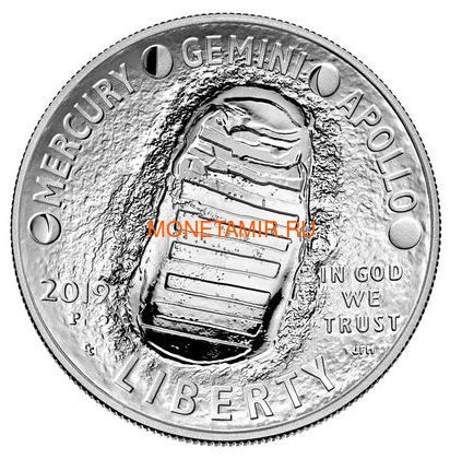    1  2019    50   11  (2019 USA 1$ Apollo 11 Moon Landing 50th Anniversary Silver Coin Proof)..002067855894/67 (,  1)
