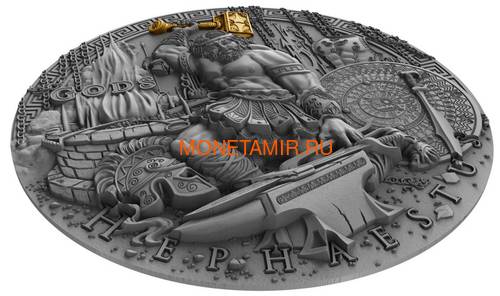  2  2019    (Niue 2019 2$ Hephaestus God of Blacksmiths Gods 2 oz Antique Finish Silver Coin)..67 (,  1)