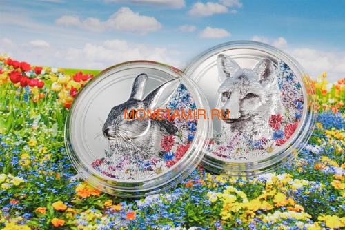  500  2019   Woodland Spirits (Mongolia 500T 2019 Woodland Spirits Rabbit 1 oz Silver Coin)..000392857126/65 (,  3)