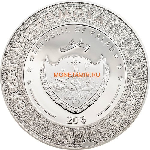  20  2019    &#774;       (Palau 20$ 2019 Girl Pearl Earring Vermeer Great Micromosaic Passion 3 Oz Silver Coin)..65 (,  1)
