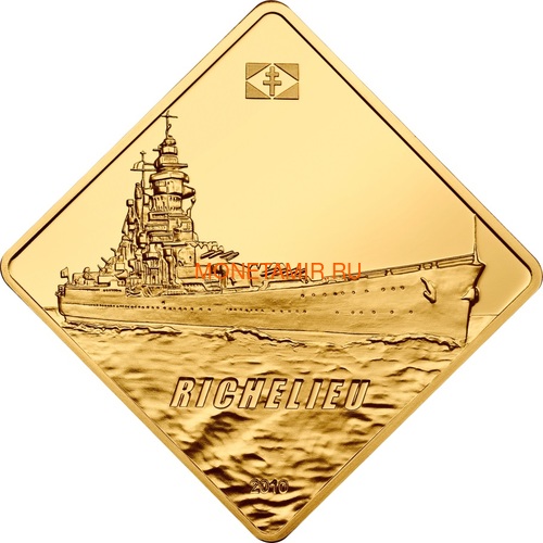  500  2010     (Palau 500$ 2010 Richelieu Battleships 2,5oz Gold)..60 ()