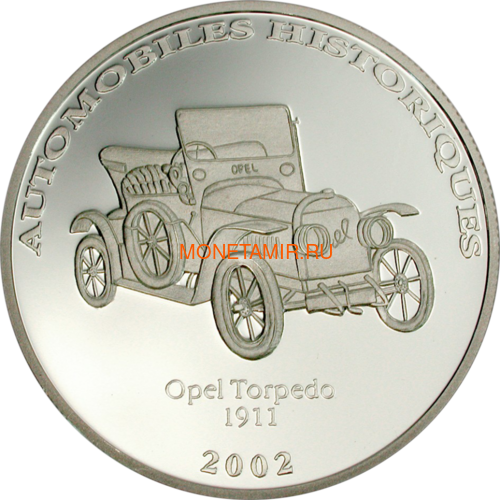  10  2002   1911    (Congo 10 Francs 2002 Opel Torpedo 1911 Car History Silver Coin).. ()