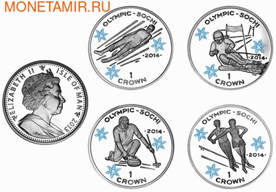Остров Мэн 4х1 крону 2013. Набор - «Сочи 2014» (Эмаль).Арт.000147543559/60 Остров Мэн 4х1 крону 2013. Набор - «Сочи 2014» (Эмаль).Арт.000147543559/60