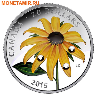  20  2015      (Canada 20C$ 2015 Black-Eyed Susan Flower Raindrop Swarovski Silver Proof)..000532750830/60 ()