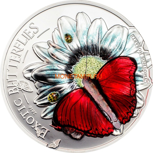  1000  2016       3D (Tanzania 1000Sh 2016 Exotic Butterflies Cymothoe Hobarti 3D Silver Coin)..000451952664/60 ()