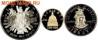    1  + 5  +   1989.200    (1989 US Congressional - Three (3) Coin Commemorative Proof Set)..60 ()