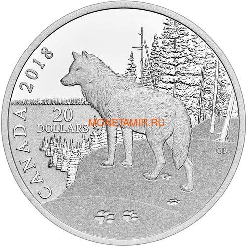  20  2018  (Canada 20$ 2018 Paw Prints on the Edge Wolf)..60 ()