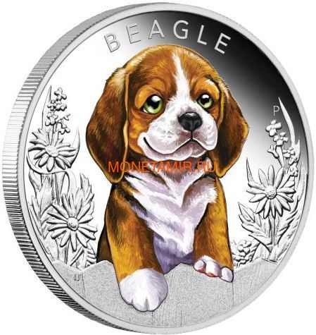  50  2018   (Tuvalu 50 cents 2018 Puppies Beagle 1/2oz Silver)..116 ()
