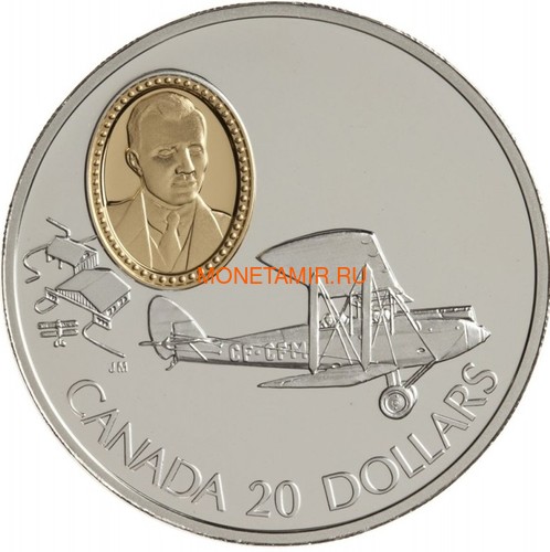  20  1992      .  (Canada 20$ 1992 Aviation Series De Havilland Gipsy Moth Murton A.Seymour 1oz Silver Coin)..68 ()