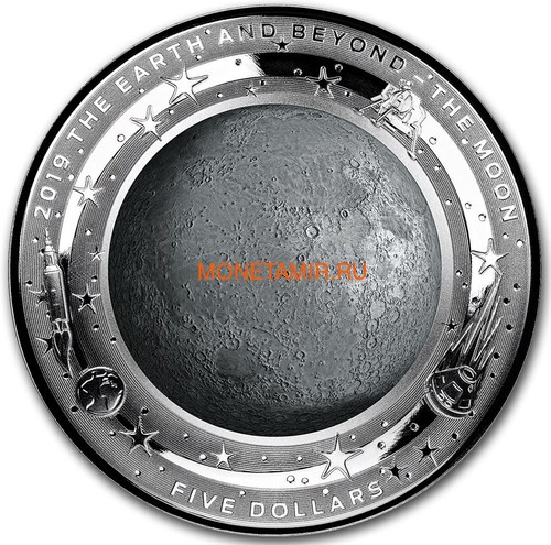  5  2019       (Australia 2019 $5 The Earth and Beyond The Moon Silv Proof Domed Coin)..69 ()