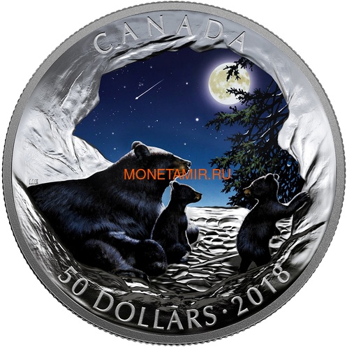 50  2018     (Canada 50C$ 2018 Nature's Light Show Moonlit Tranquility Night Glow-in-the-Dark Coin)  ..69 ()