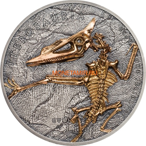  500  2018   (Mongolia 500T 2018 Pterosaur Evolution 1oz Silver)..69 ()