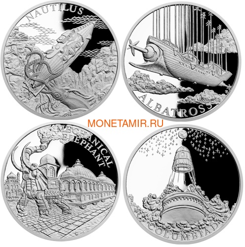  2018  4          (2018 Niue Jules Verne Nautilus Columbiad Mechanical Elephan Albatross 4 coin set)..60 ()