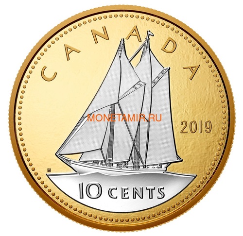  10  2019      (Canada 10 Cent 2019 Big Coin Series Bluenose 5 oz Silver Coin)..67 ()