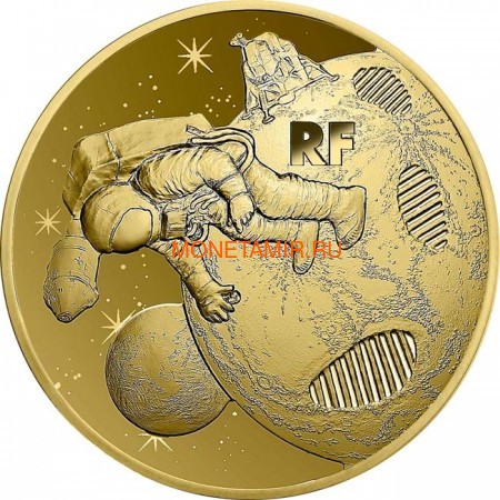  50  2019    50   (France 50E 2019 Moon Landing 50th Anniversary Gold Coin)..67 ()