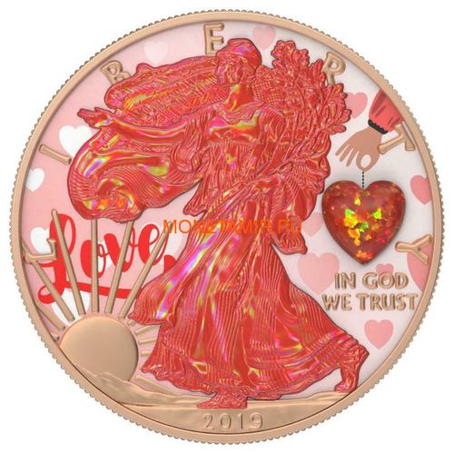    1  2019     (2019 USA 1$ Liberty Opal Heart Amulet 1oz Silver Coin)..65 ()