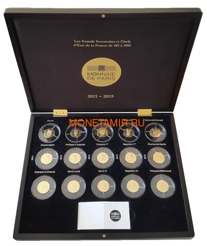  50  2011-2015     15   ( France 50 Euro 2011-2015 From Clovis to the Republic 15 Coins Set Gold )..92 ()