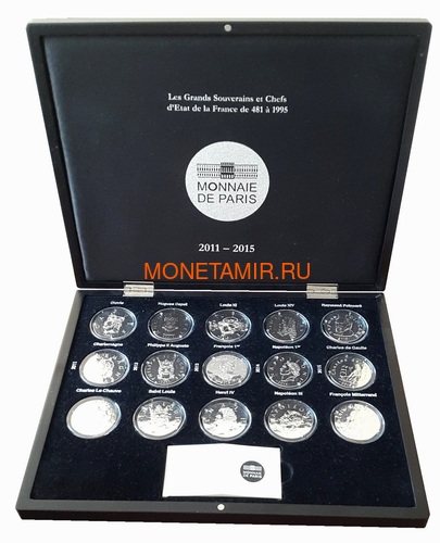  10  2011-2015     15   ( France 10 Euro 2011-2015 From Clovis to the Republic 15 Coins Set Silver )..92 ()