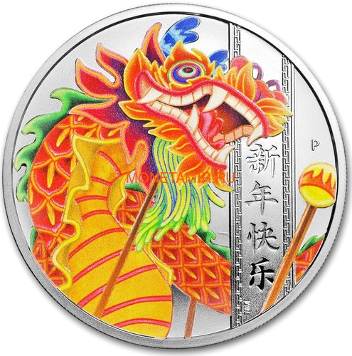  1  2019     (Tuvalu 1$ 2019 Chinese New Year Dragon 1oz Siler Coin)..92 ()
