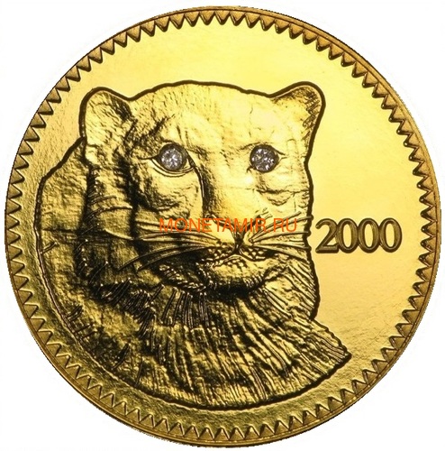  1000  2000    (Mongolia 1000 Tugrik 2000 Panthera Diamond Eyes Gold Coin)..33617K0,6G/92 ()