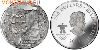Канада 250 долларов 2008. Ванкувер-2010. История Канады, корабли Канада 250 долларов 2008. Ванкувер-2010. История Канады, корабли